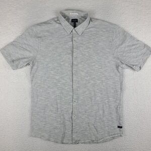 Goodman Shirt Mens Large Black White Striped Casual Hawaiian Button‎ Up